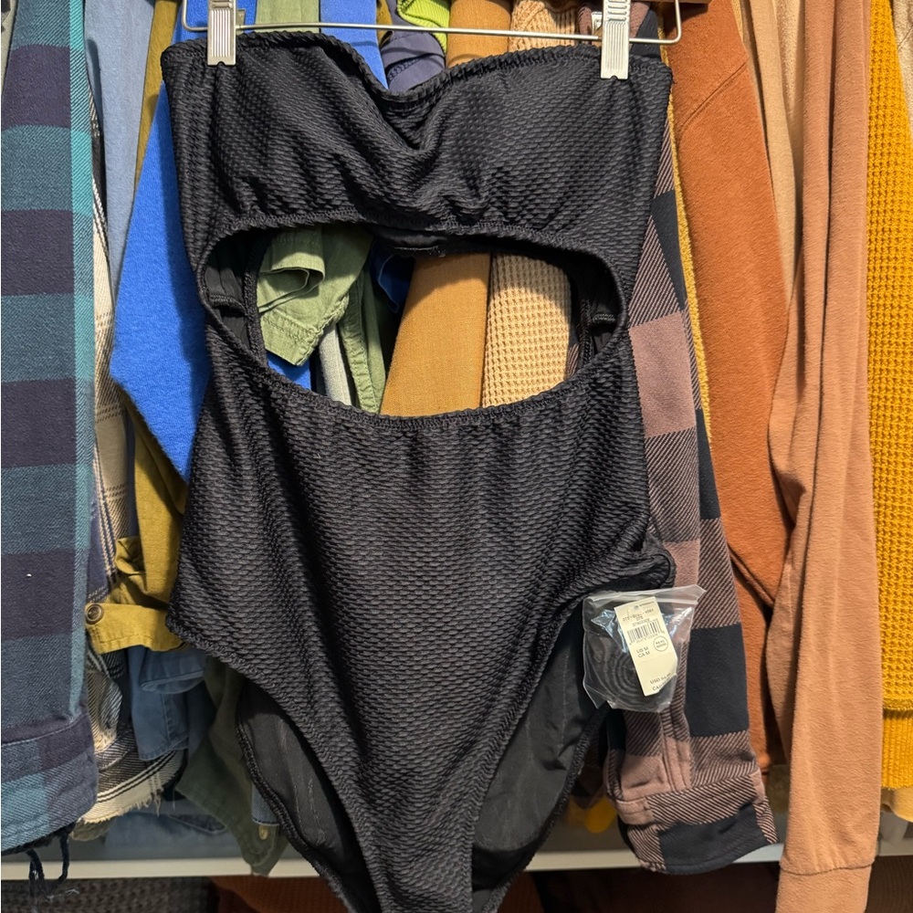 Aerie Black Cut-Out One-Piece Swimsuit